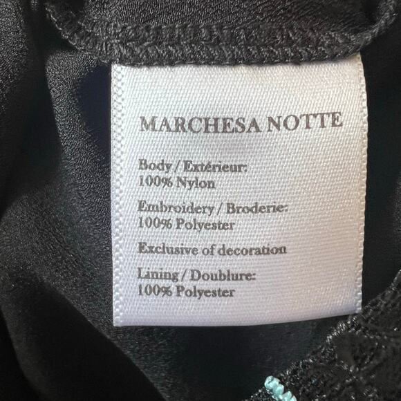 Marchesa Notte Embroidered Sheath Dress green black size 10 C8 - Picture 6 of 7